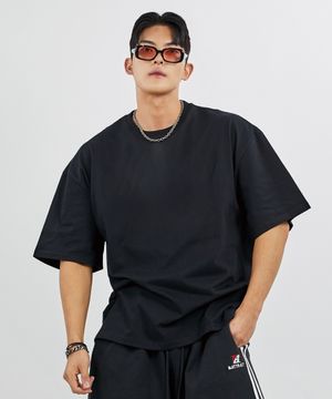 무지 오버핏 반팔티_블랙