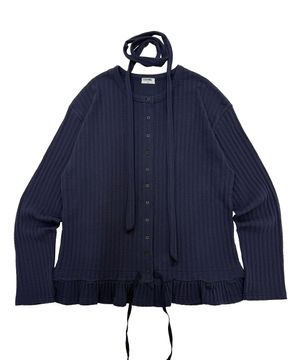 스텔라 니트스카프셋업 셔링 캉캉 박시 티셔츠가디건_네이비