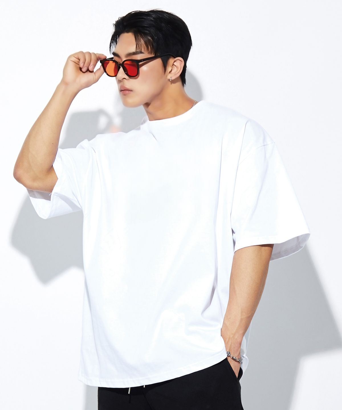 베트랙트(BATTRACT) 무지 오버핏 반팔티_화이트