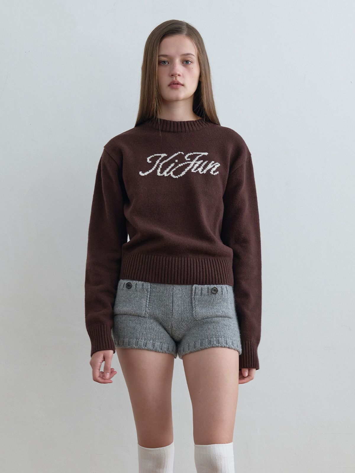 기준(KIJUN) Signature Logo Knit Brown