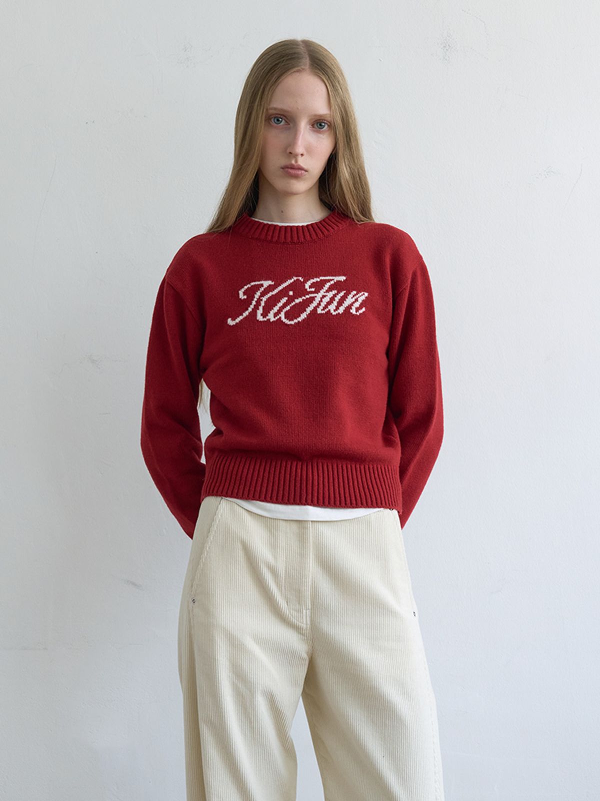 기준(KIJUN) Signature Logo Knit Red