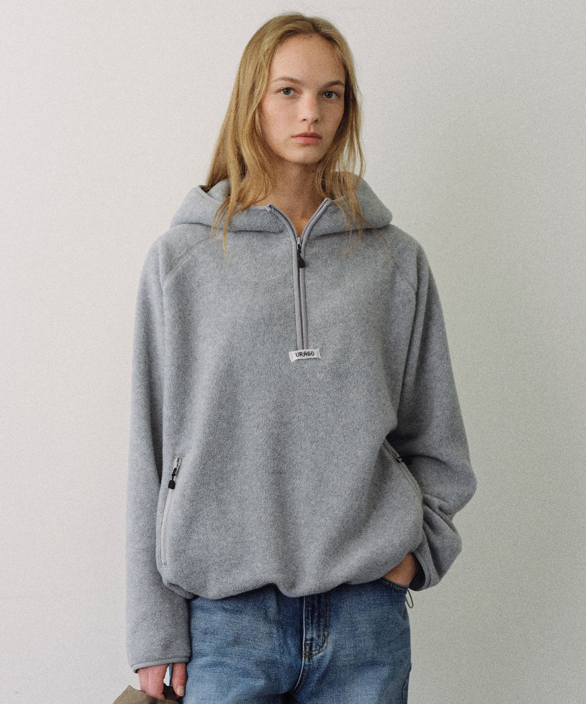 유라고(URAGO) Fleece hoodie half zip-up