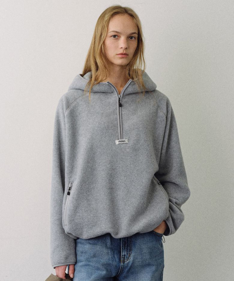 Fleece hoodie half zip-up