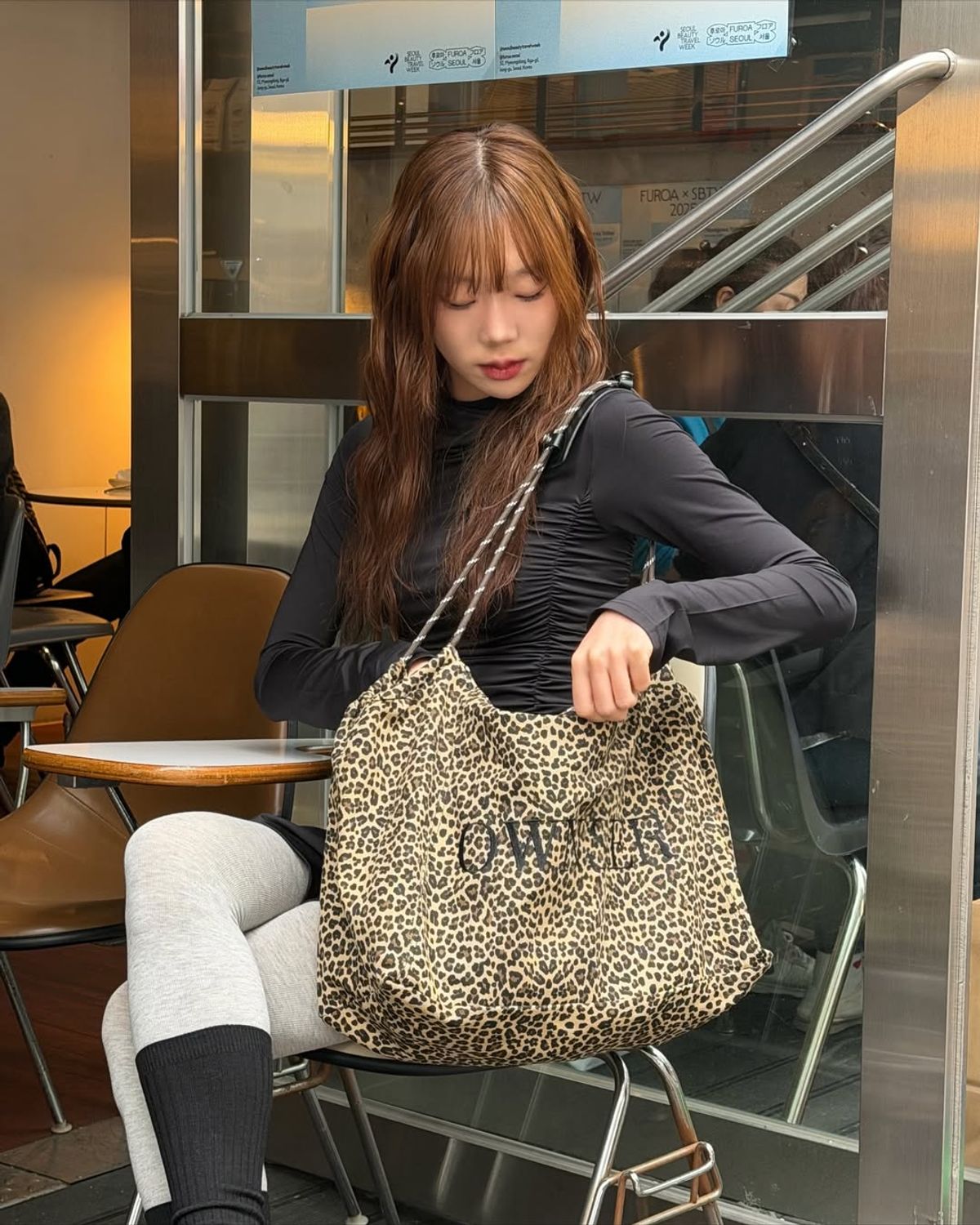 오운서(OWNSER) 오운 레오파드 데일리 숄더 백