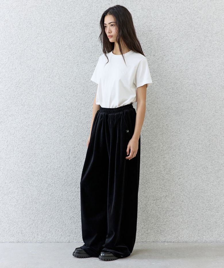 턱 와이드 벨루어 팬츠 [BLACK]