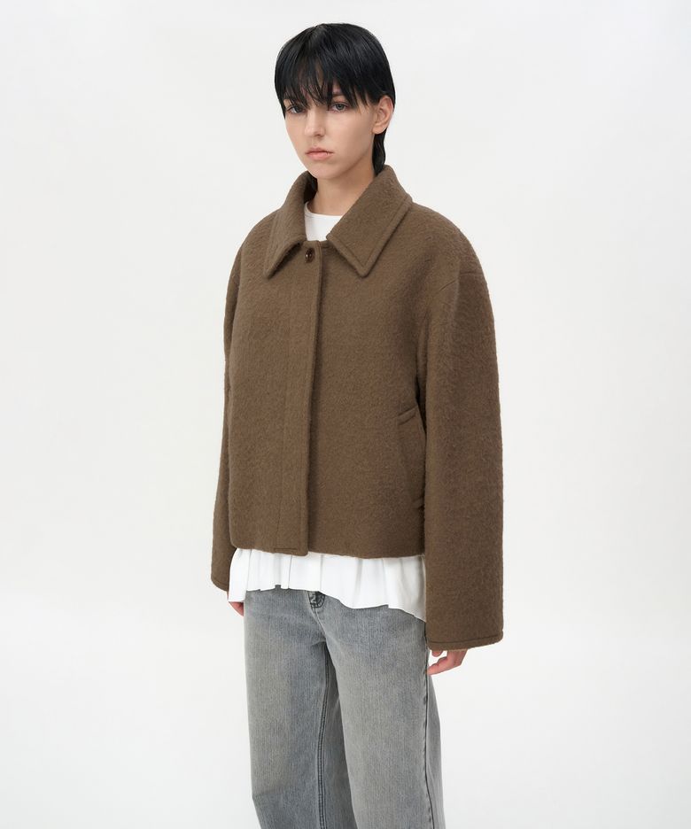 헤어리 알파카 하프 코트 CAMEL
