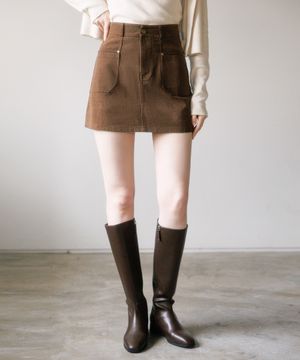 아웃포켓 포인트 코튼 미니스커트