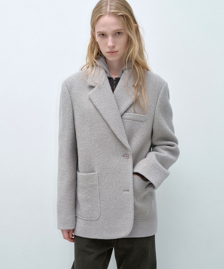 부클 투웨이 자켓 GREY BEIGE