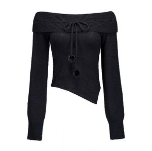 Cotton candy off-shoulder knit (black)