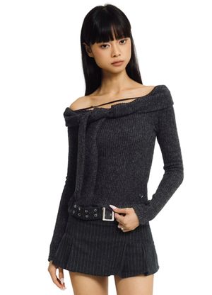 Hug me off-shoulder knit (charcoal)