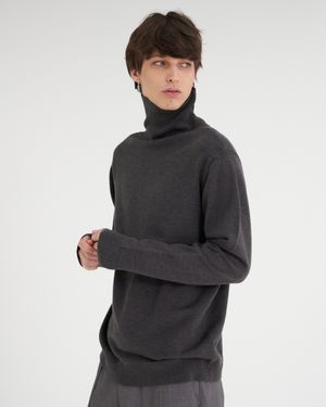 베이직 터틀넥 니트 차콜