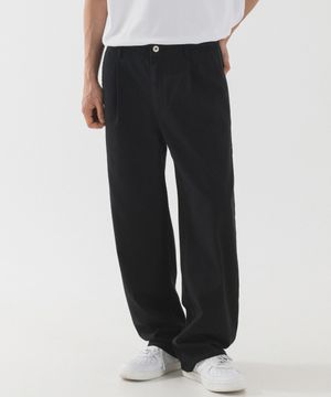 세미 와이드 원턱 코튼 팬츠 (블랙)