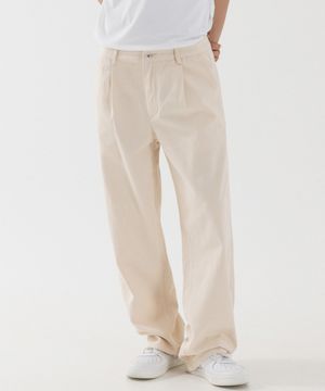 세미 와이드 원턱 코튼 팬츠 (크림)