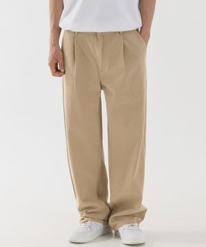 세미 와이드 원턱 코튼 팬츠 (베이지)