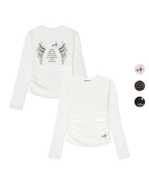 Break Free Statement 프린트 슬림핏 셔링 롱슬리브 [4color]