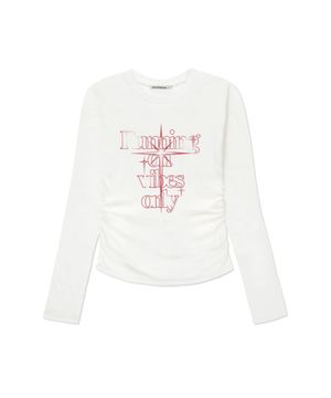 러닝 바이브 프린트 슬림핏 셔링 롱슬리브 [4color]