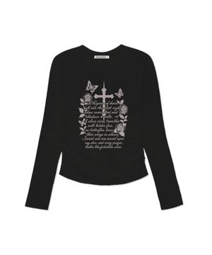 Whisper of Desire 프린트 슬림핏 셔링 롱슬리브 [4color]