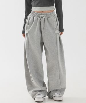 스냅 커브드 벌룬 스웨트 팬츠 (멜란지)