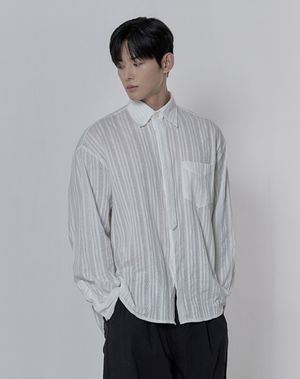 레이스 펀칭 니트 셔츠 _ 화이트 (타이 탈부착 가능)