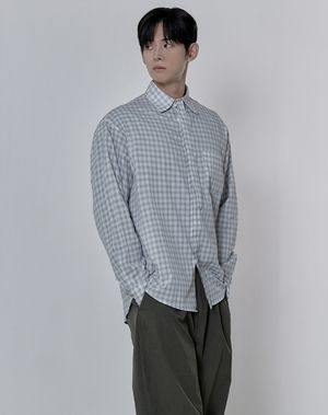 그리드 타이 루즈핏 히든셔츠 _ 화이트 (타이 탈부착 가능)