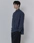 그리드 타이 루즈핏 히든셔츠 _ 네이비 (타이 탈부착 가능)
