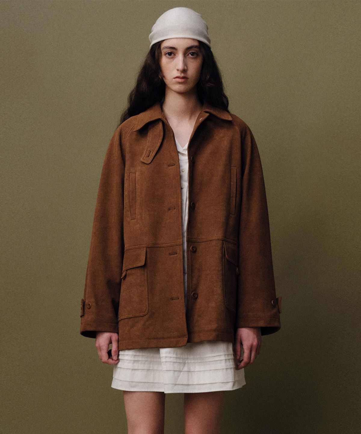 베이오드(BAIE OUD) Suede single half jacket_brown