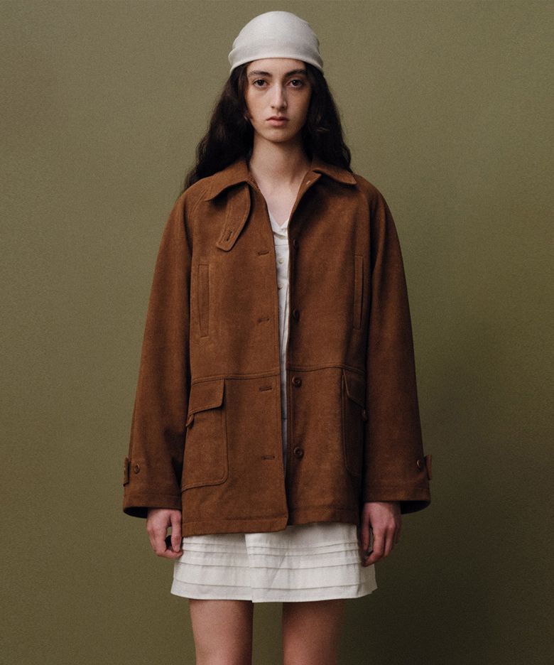 Suede single half jacket_brown