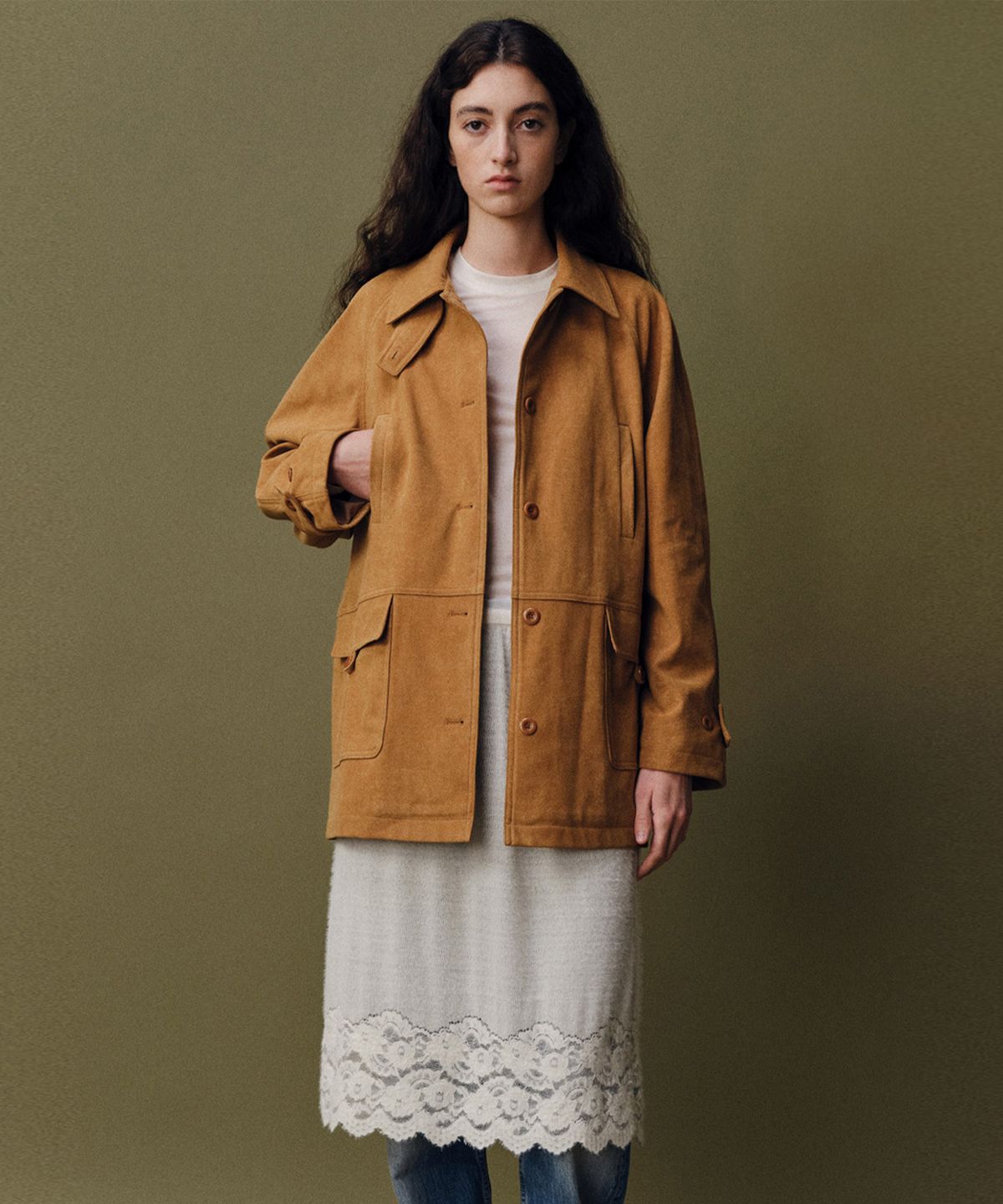 베이오드(BAIE OUD) Suede single half jacket_beige
