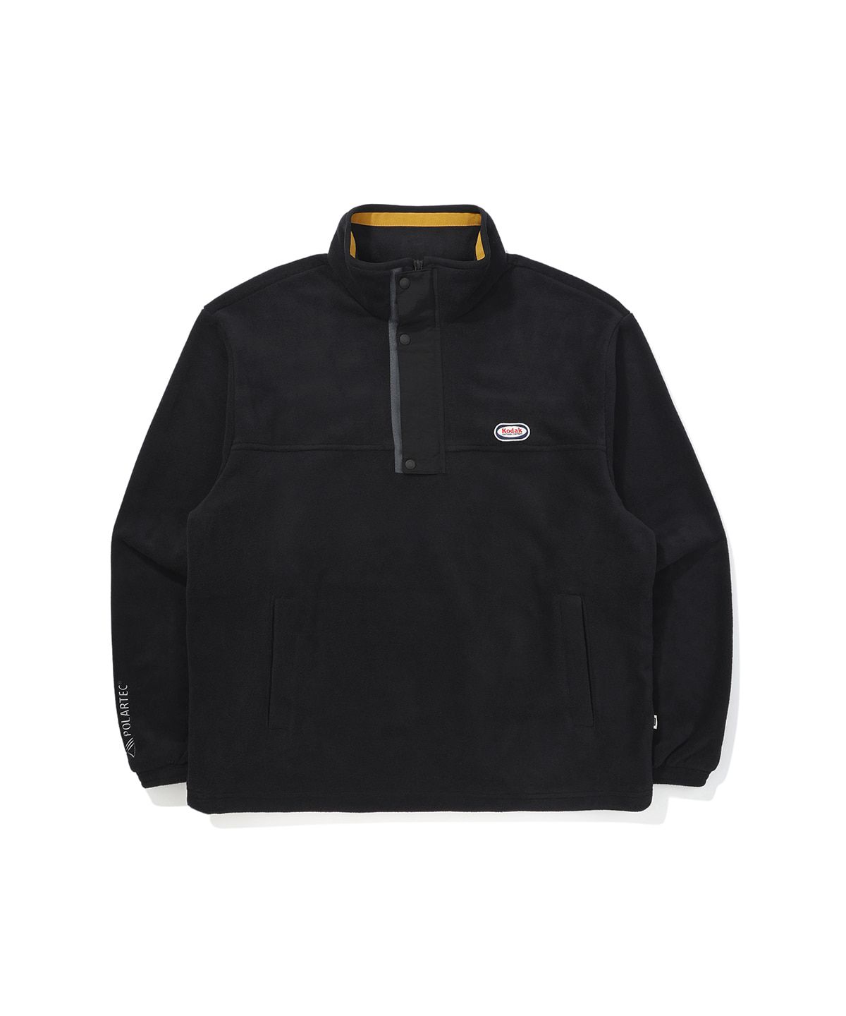 MUSINSA | KODAK [POLARTEC] Fleece Stand Neck Half-Zip Sweatshirt BLACK