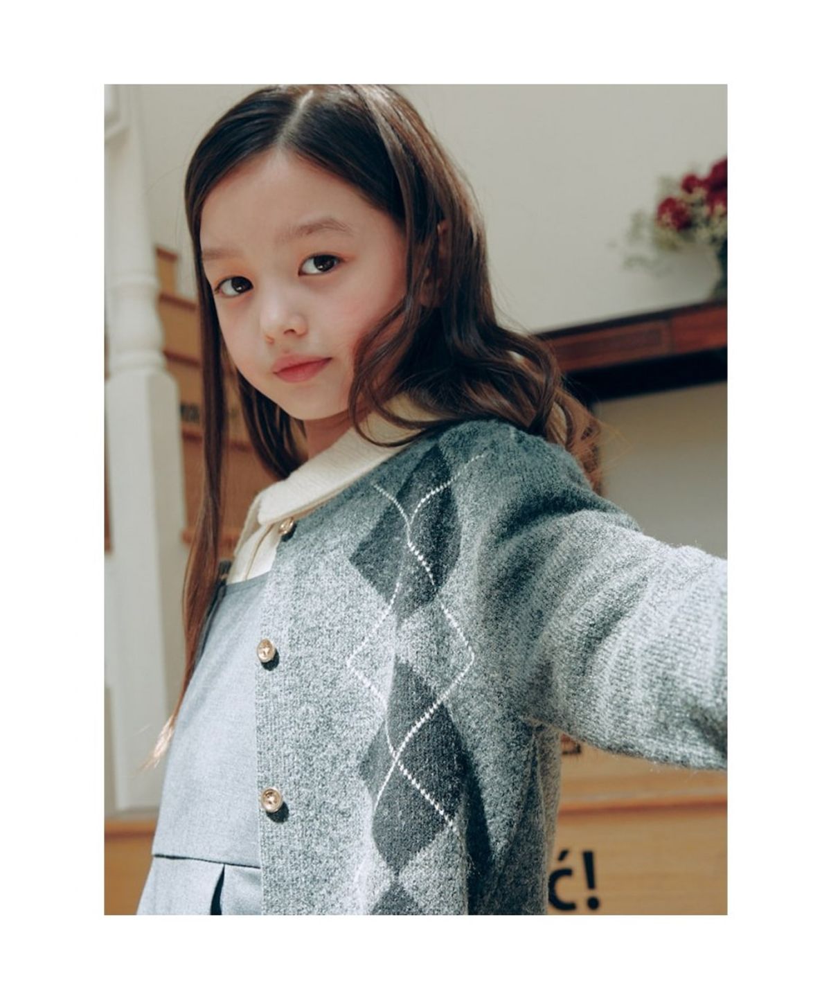 빈폴 키즈(BEANPOLE KIDS) 여아 아가일 카디건  애쉬 (BI5X5AG014)