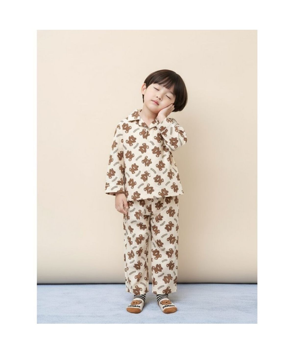 빈폴 키즈(BEANPOLE KIDS) 곰돌이 폴키 파자마 2PCS 상하 세트  아이보리 (BI5X41U060) (BI5X41U060)