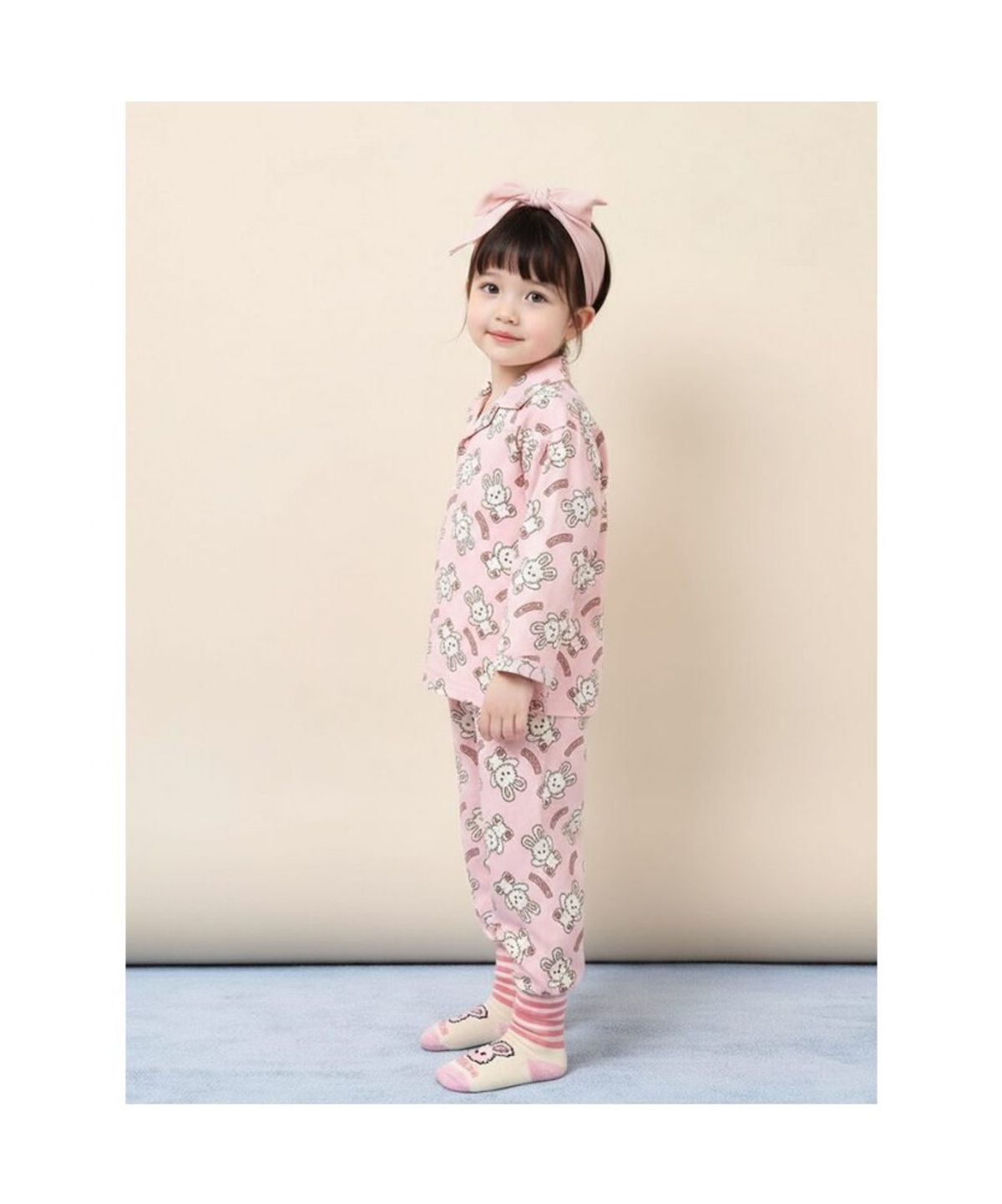 빈폴 키즈(BEANPOLE KIDS) 토끼 빙키 파자마 2PCS 상하 세트  라이트 핑크 (BI5X41U06Y)