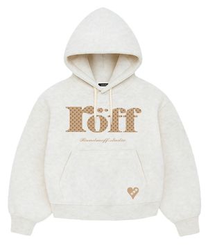 [기모] RÖFF TYPE PLAY DOT SEMI CROP HOODIE [OATMEAL]
