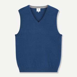 클래식 V넥 니트 베스트 블루 YJESCD491BL