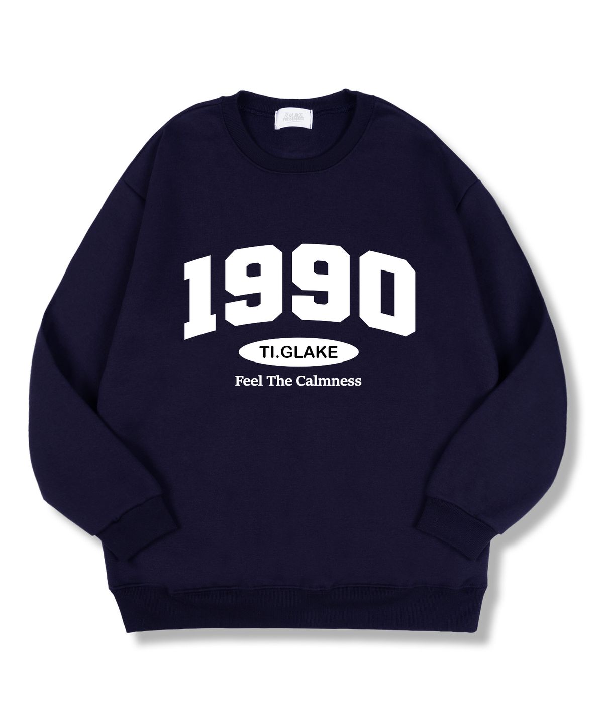 티글레이크(TI.GLAKE) 1990캄니스 오버핏 특양면 맨투맨 티셔츠 네이비