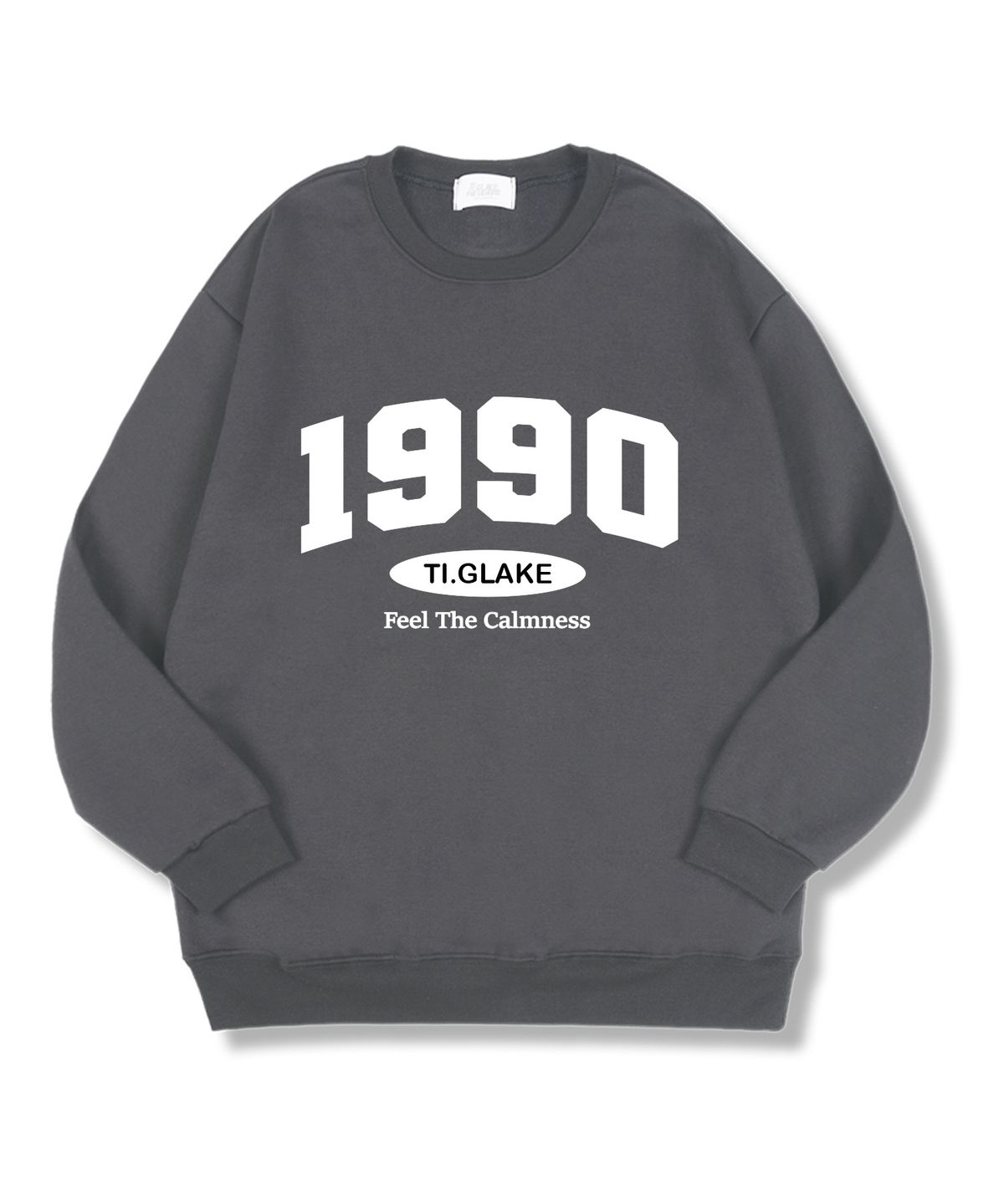 티글레이크(TI.GLAKE) 1990캄니스 오버핏 특양면 맨투맨 티셔츠 다크그레이