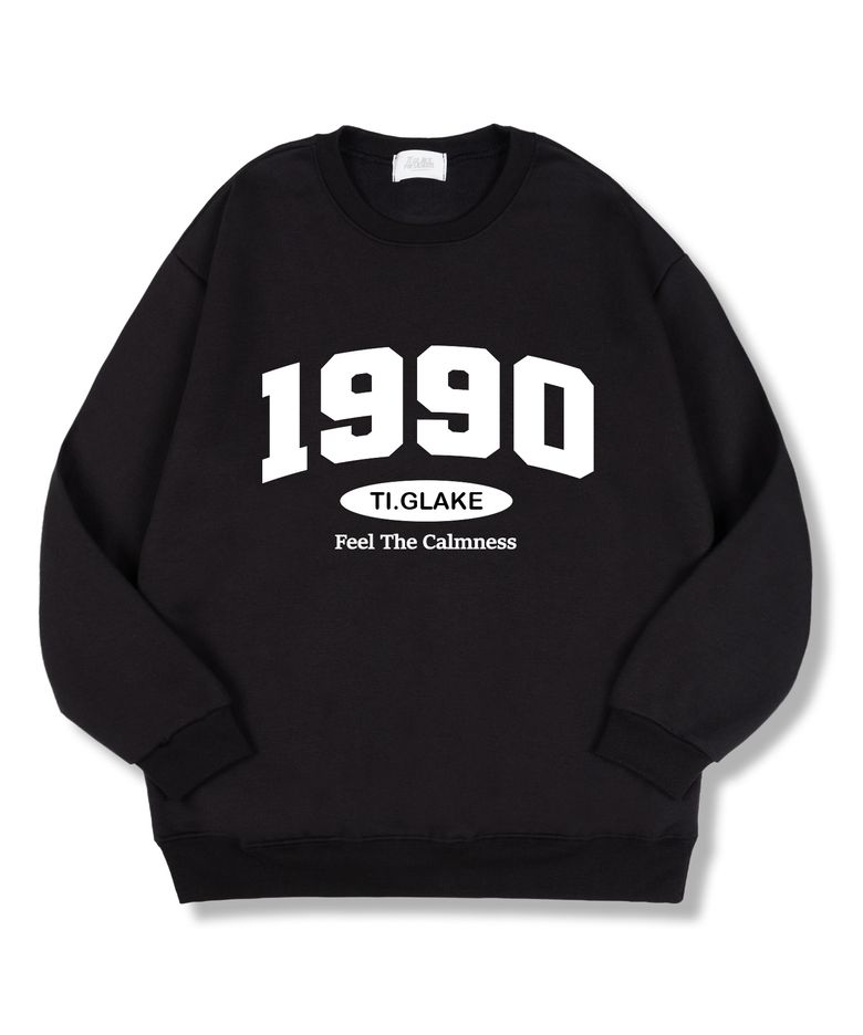 1990캄니스 오버핏 특양면 맨투맨 티셔츠 블랙