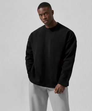 무지 특양면 오버핏 롱 슬리브_블랙