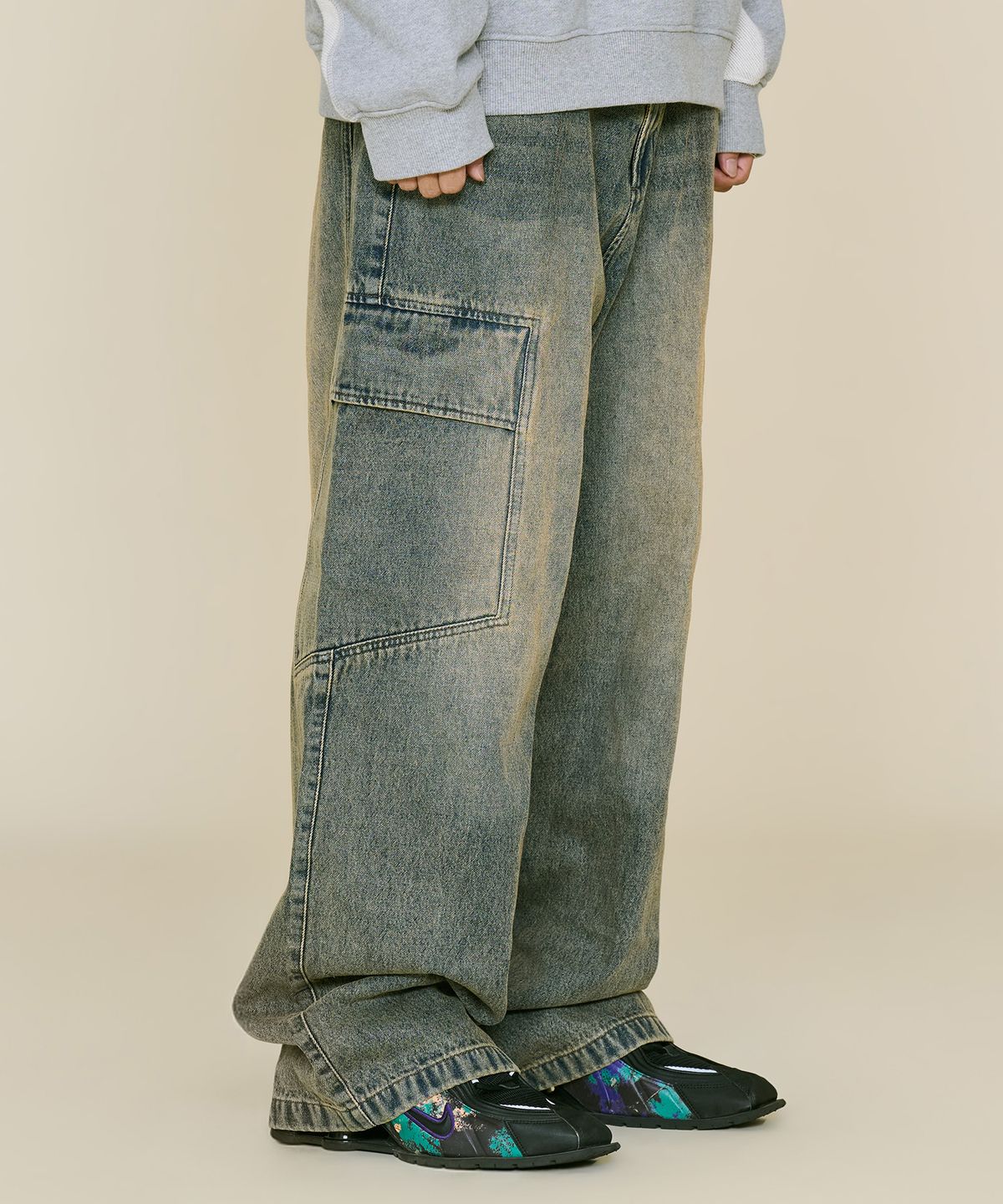 논타입(NONTYPE) POLYGON CARGO DENIM (VINTAGE BLUE)