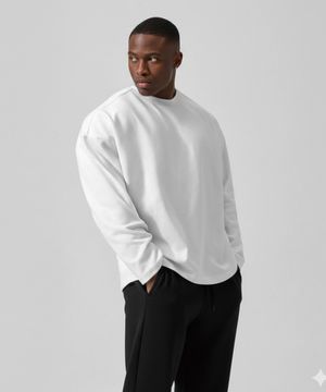 무지 특양면 오버핏 롱 슬리브_화이트