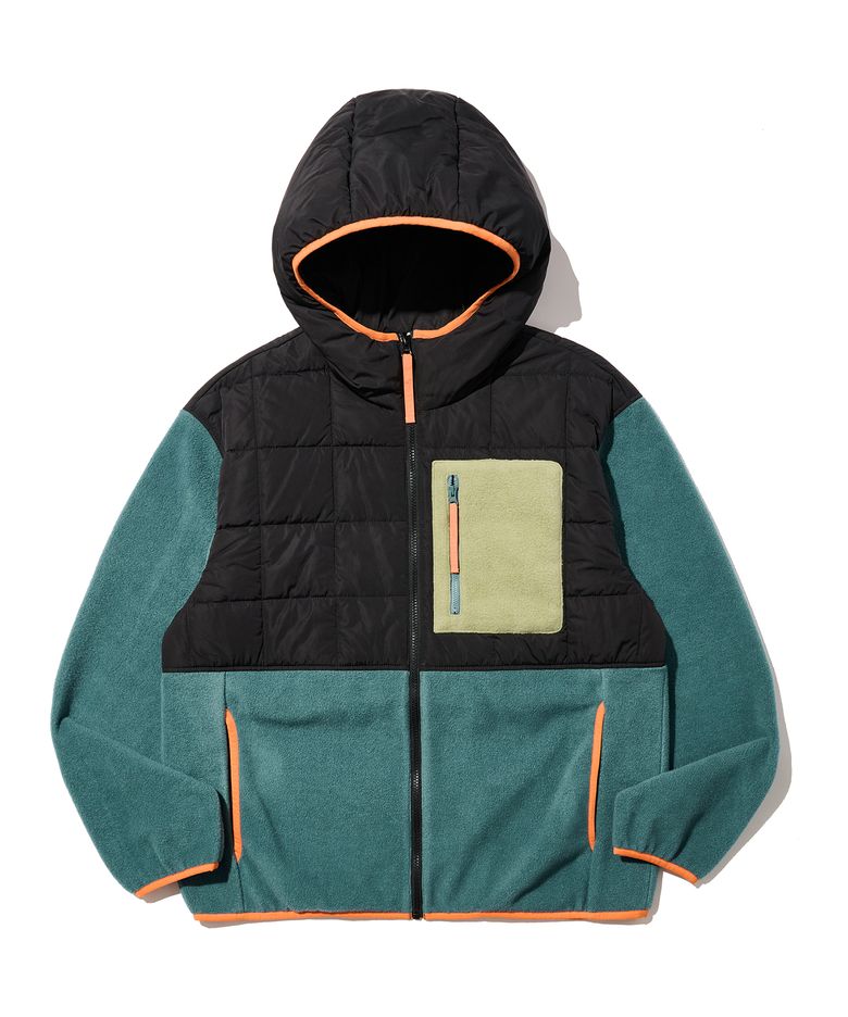 QUILTED FLEECE BOMBER (PEACOCK GREEN)