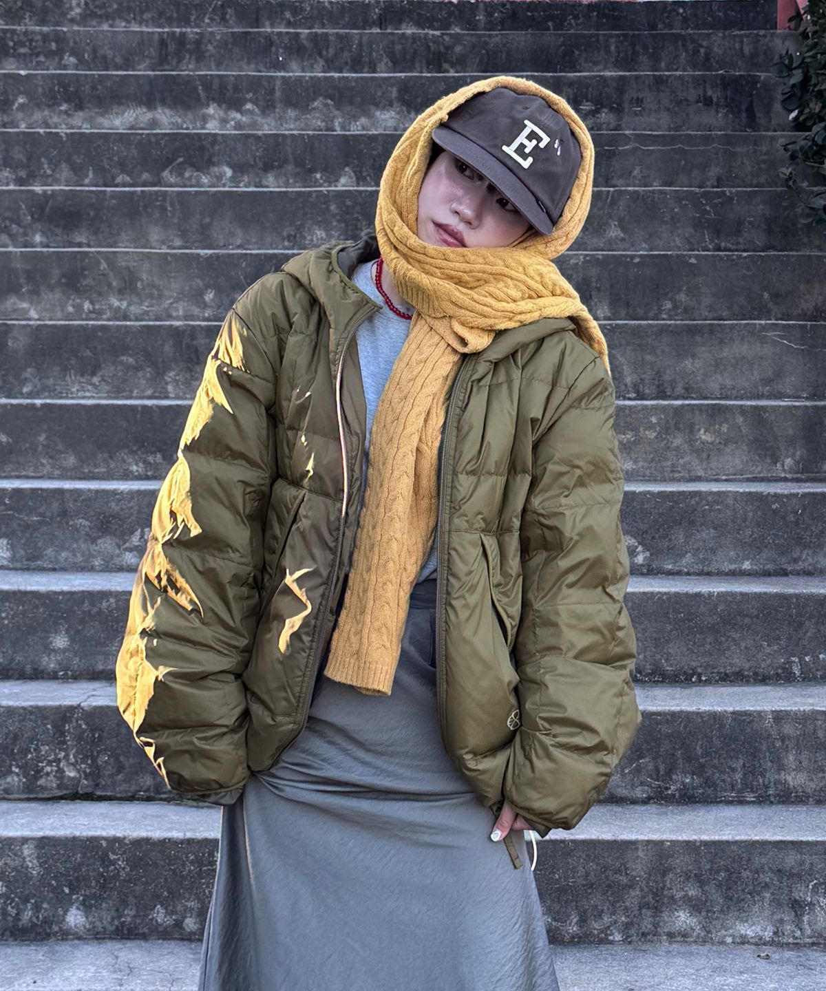 논타입(NONTYPE) BLOCK SHELL DOWN JUMPER (KHAKI)