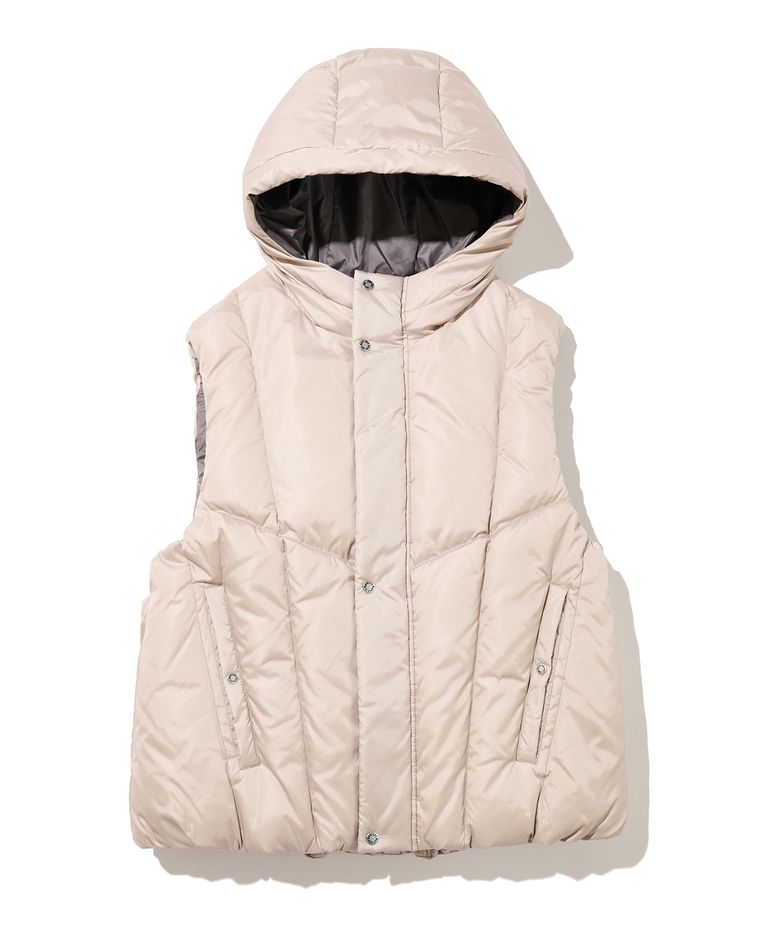 NARROW SHELL DOWN VEST (BEIGE)