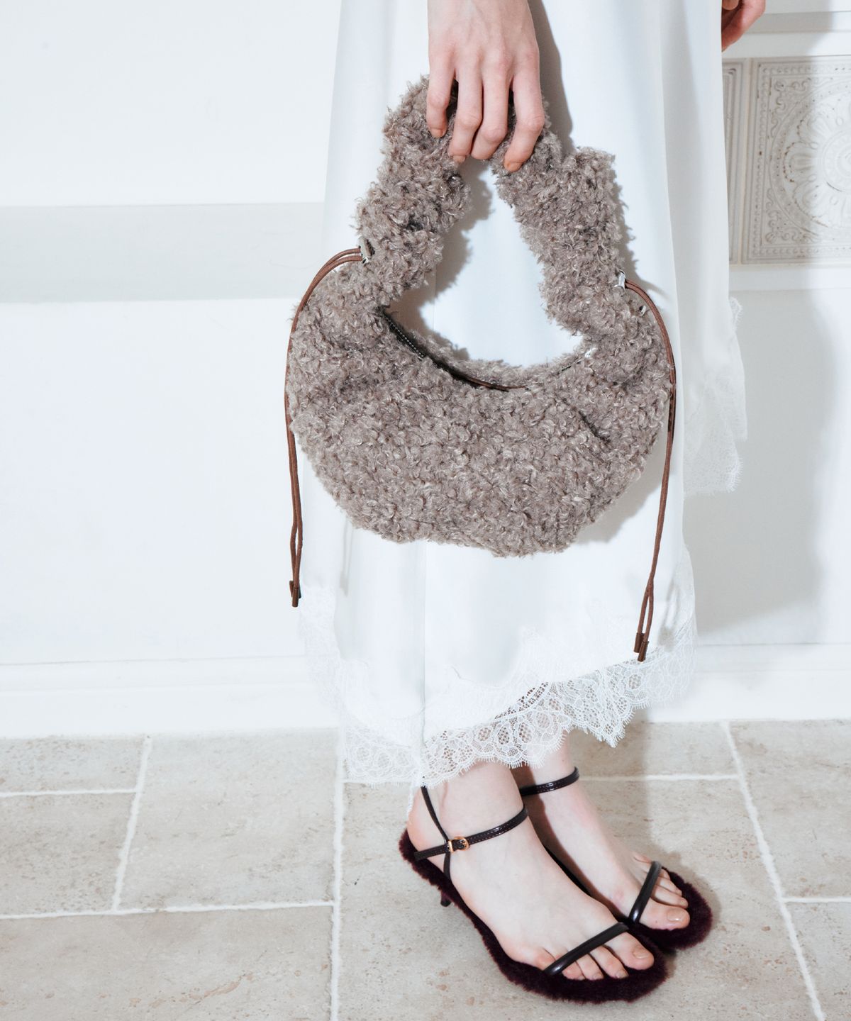 트리마치(TRIMARCH) Dumpling Classic Shoulder Bag / Shearling Brown