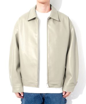 LB Synthetic Leather Single Jacket (Cream)