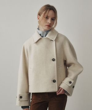 Wool Blended Beurre Short Coat Butter