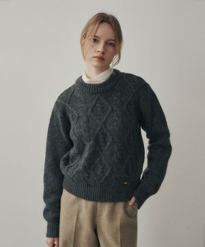 Alpaca Wool Blended Pullover Charcoal