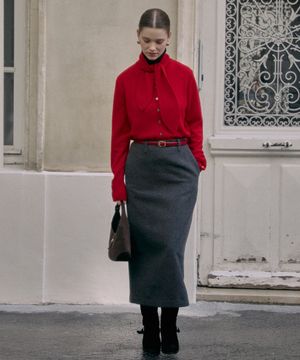 Wool Blended Ella Skirt Charcoal