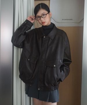 (woman) 리파인드 포켓 레더 블루종_Brown