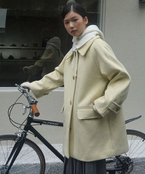 (woman) 오트 싱글 하프 코트_Butter